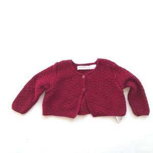 ZARA knit maroon crop cardigan EUC 18-24 months